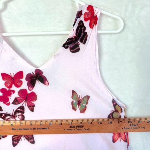 Kamana Butterfly A Line Handkerchief Hem Flowy Lined Midi Dress Womens S Pink - Picture 5 of 7